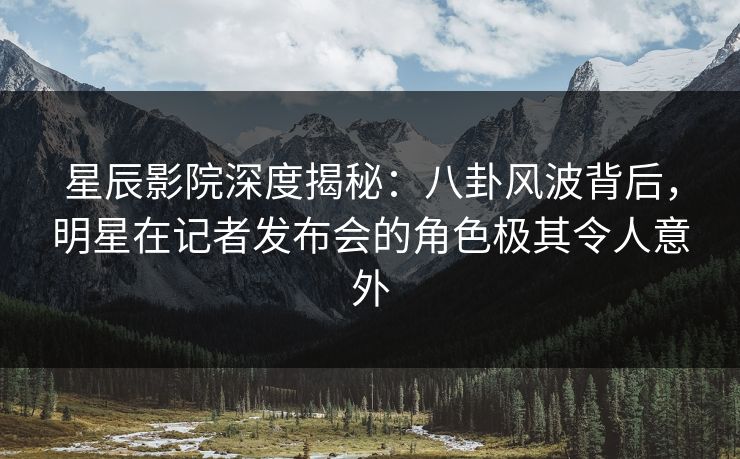 星辰影院深度揭秘：八卦风波背后，明星在记者发布会的角色极其令人意外