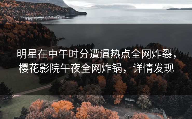 明星在中午时分遭遇热点全网炸裂，樱花影院午夜全网炸锅，详情发现