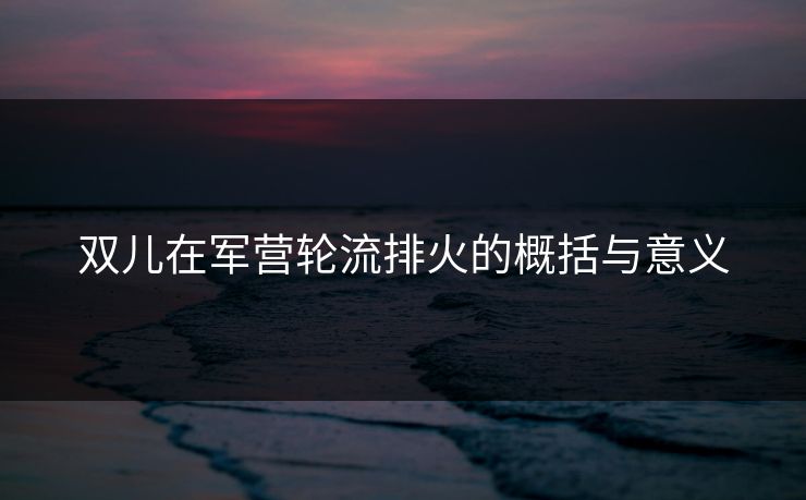 双儿在军营轮流排火的概括与意义