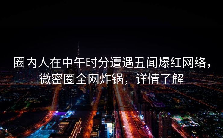 圈内人在中午时分遭遇丑闻爆红网络，微密圈全网炸锅，详情了解