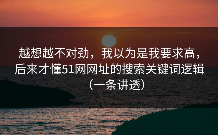 越想越不对劲，我以为是我要求高，后来才懂51网网址的搜索关键词逻辑（一条讲透）