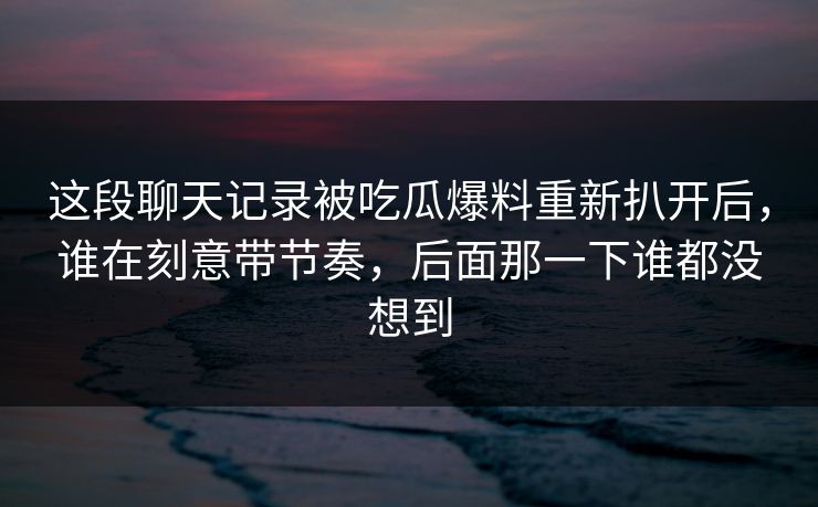 这段聊天记录被吃瓜爆料重新扒开后,谁在刻意带节奏,后面那一下谁都没想到 这段聊天记录被吃瓜爆料重新扒开后,谁在刻意带节奏,后面那一下谁都没想到